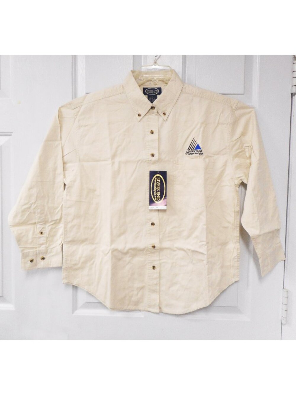 NWT Rivers End Trading Co. Button Down Shirt - Womens Large Long Sleeve - Beige